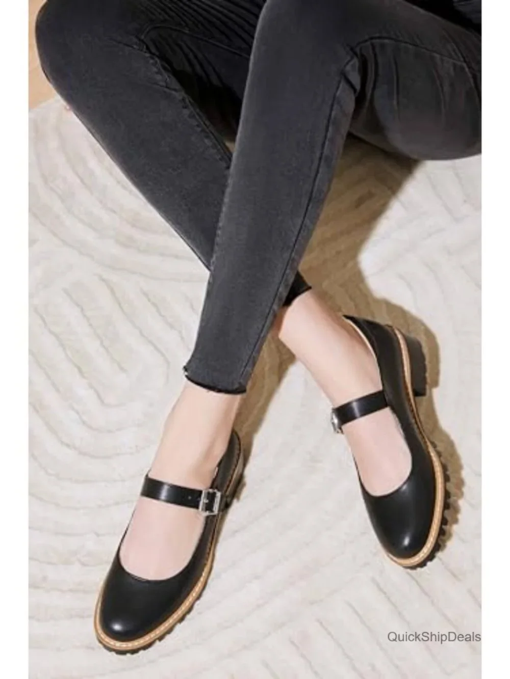 Women's PU Leather Mary Jane Oxfords Flats Chunky Low Heels Platform Retro